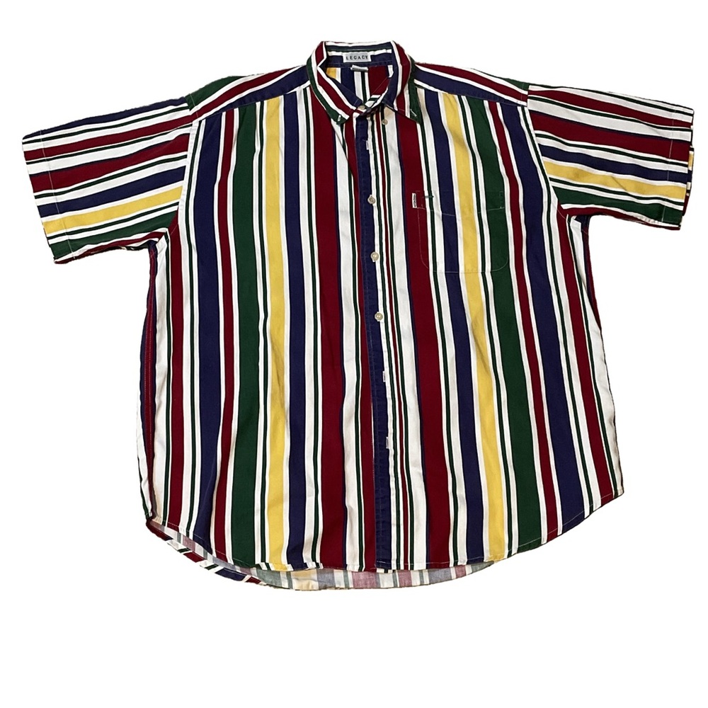 Legacy Vintage 90s Streetwear Vertical Stripped Men’s XL Button Down